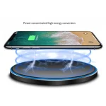 15W Metal Round Wireless Charger Smart Fast Charge, Black + Black Surface, Silver + White Surface, Red + Black Surface, Gold + White Surface, Mirror Black, Mirror White - Image 3