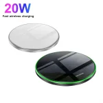 20W QI Metal Mirror Ultra-thin Wireless Charger, White, Black - Image 2