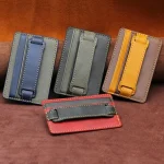 2 PCS Leather Phone Card Sleeve Back Sticker Wrist Pull Strap Holder, Card Sleeve Black, Card Sleeve Brown, Card Sleeve Blue, Card Sleeve Red - Image 2