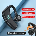 V9S Bluetooth Headset Noise Cancelling Headphones With LED Display, Black Single Ear, Blue Single Ear - Image 5