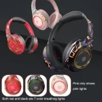 EL-A2 Gaming Ambient Light Folding Wireless Bluetooth Headset, Black, Pink, Red - Image 2