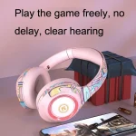 EL-A2 Gaming Ambient Light Folding Wireless Bluetooth Headset, Black, Pink, Red - Image 5