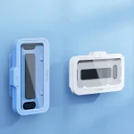 Oatsbasf  Bathroom Waterproof Phone Case Holder Shower Phone Box Wall Mount Phone Holder, White, Blue - Image 2
