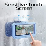 Oatsbasf  Bathroom Waterproof Phone Case Holder Shower Phone Box Wall Mount Phone Holder, White, Blue - Image 6