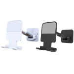 2 PCS T11 Wall Paste Mobile Phone Bracket Foldable Lift Bathroom Kitchen Wall Bracket, Black, White - Image 2