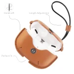 Earphone Cowhide Leather Sleeve Storage Box Protective Case with Lanyard, For AirPods Pro, For AirPods 3 - Image 5
