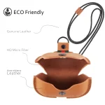 Earphone Cowhide Leather Sleeve Storage Box Protective Case with Lanyard, For AirPods Pro, For AirPods 3 - Image 6
