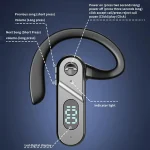 V28 Bluetooth Headset Hanging Ear Digital Display Single Ear Voice Control Earphone, V28 Black - Image 3