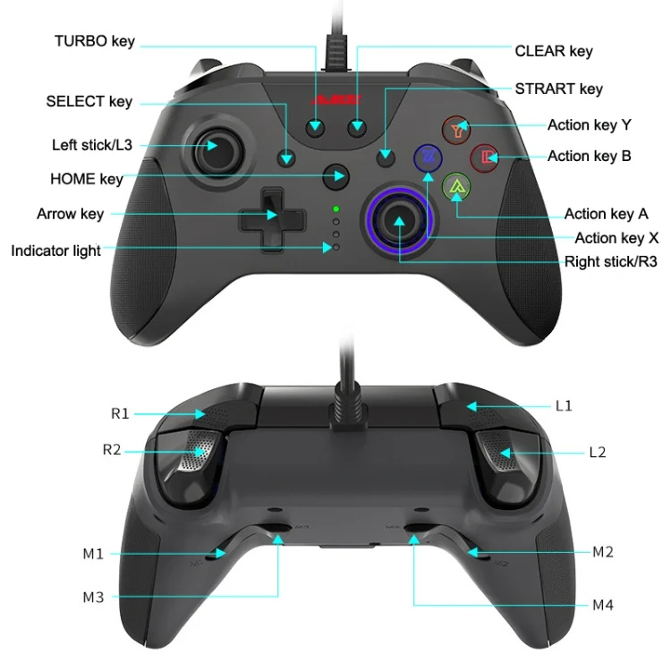 TBD0602348901_B2.webp Ajazz AG110 Wired Vibration Sensing Gamepad For Xbox, Cable Length: 2m, AG110(Black), AG110(White Blue) - Image 3