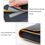 Baona BN-Q009 Small Leather Mouse Charger Storage Bag, Deep Blue+Yellow, Gray Green+Light Green, Silver+Blue - Image 5