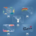 Universal Phone Lanyard Gasket Back Stick TPU Connecting Piece, Smile, Colored Smiley Face, Happy, Rainbow, Deer, Adorable Tiger - Image 2