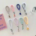 5 PCS Mobile Phone Case Lanyard Braided Mesh Rope Bag Pendant Decoration, White, Yellow, Pink, Black and white, Coffee, Blue, Cyan, Purple, Gray - Image 2
