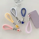 5 PCS Mobile Phone Case Lanyard Braided Mesh Rope Bag Pendant Decoration, White, Yellow, Pink, Black and white, Coffee, Blue, Cyan, Purple, Gray - Image 3