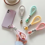 5 PCS Mobile Phone Case Lanyard Braided Mesh Rope Bag Pendant Decoration, White, Yellow, Pink, Black and white, Coffee, Blue, Cyan, Purple, Gray - Image 4