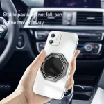 Metal Ring Buckle Live Rotating Magnetic Suction Car Desktop Tablet Folding Phone Bracket, Black, Silver, Rose Red, Bagua Map - Image 4