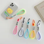 5 PCS Mobile Phone Case Fluorescent Lanyard Cellphone Wrist Rope, White and Blue, Black and White, Orange and Blue, White Red, Orange Yellow, Blue Green, Dark Blue, White Purple - Image 2