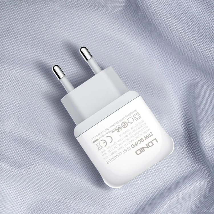LDNIO A2316C 20W PD+QC 3.0 Phone USB Multi-hole Fast Charger, EU Plug with 8 Pin Cable, EU Plug with USB-C/Type-C Cable, EU Plug with Type-C to 8 Pin Cable, UK Plug with 8 Pin Cable...