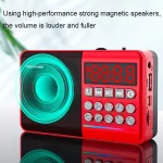 TEMEIYIN LED Digital Display Card Bluetooth Radio Speaker Morning Exercise Portable Player, Red, Red with Light - Image 3