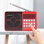 TEMEIYIN LED Digital Display Card Bluetooth Radio Speaker Morning Exercise Portable Player, Red, Red with Light - Image 6