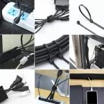 Cord Management Organizer Kit Cable Sleeve With Zipper Cable Clip, 5 In 1, 3 In 1 0.5m Kit, 4pcs Zipper Ties, 3 In 1 5m Kit - Image 5