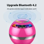 GS009 Bluetooth 4.2 Round Ball Small Speaker With Colorful Llight Support TF Card / FM - Image 3