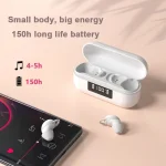 X999 Mini Wireless Noise Cancelling With Digital Display Charging Bin Bluetooth Headset, X999 Black, X999 White, X999 Pink, X999 Skin Color - Image 4