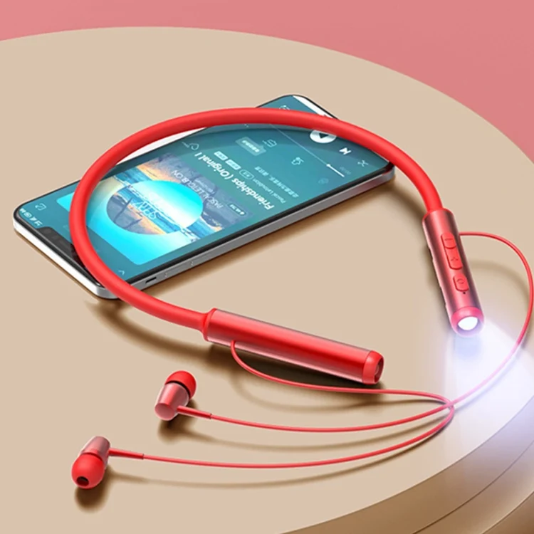 YY-708 Neck Hanging Noise Reduction Card Bluetooth Sports Headset with Flashlight Function
