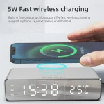 W258 With Clock / Temperature Display Desktop Phone / Earphone Wireless Charging, W258 5W (Silver), W258 5W (Black) - Image 3