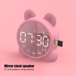 P1 Mini Card Mirror Clock Wireless Bluetooth Speaker with FM Radio - Image 11