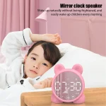 P1 Mini Card Mirror Clock Wireless Bluetooth Speaker with FM Radio - Image 12