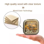 BT813X Solid Wood Ambient Light Wireless Bluetooth Speaker Home Night Light Wood Carving Pattern Audio, BT813X (Wood Color) - Image 5