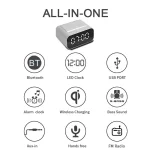 BT510 15W LED Clock Wireless Charging Bluetooth Speaker Multifunctional Smart Mirror Alarm Clock Audio, BT510 (White), BT510 (Iron Black) - Image 3