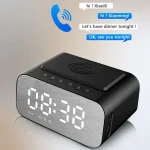 BT510 15W LED Clock Wireless Charging Bluetooth Speaker Multifunctional Smart Mirror Alarm Clock Audio, BT510 (White), BT510 (Iron Black) - Image 9