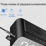 BT510 15W LED Clock Wireless Charging Bluetooth Speaker Multifunctional Smart Mirror Alarm Clock Audio, BT510 (White), BT510 (Iron Black) - Image 10