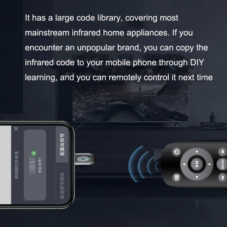 TBD06036804_B4.webp R10 Phone Smart Infrared Transmitter Learning Type Long Distance Remote Control, Interface:, Type-C/USB-C, 8 Pin, Micro USB - Image 5