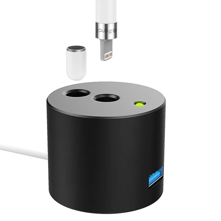 TBD0603766702.webp For Apple Pencil 1 USB Charging Adapter Metal Base With LED Indicator, A48 Silver, A48 Black, A48 Rose Gold - Image 1