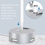 For Apple Pencil 1 3 USB Port Charging Aluminum Base, A48-2 Silver - Image 6