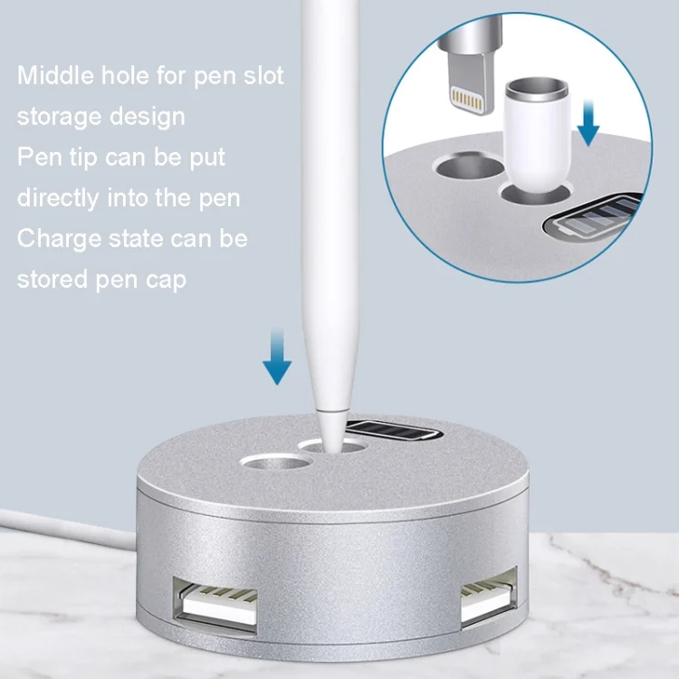 TBD06037669_B5.webp For Apple Pencil 1 3 USB Port Charging Aluminum Base, A48-2 Silver - Image 6