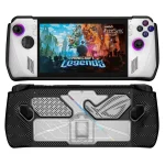 For ASUS Rog Ally Game Console PC+TPU Protective Case Cover With Bracket, PC+TPU Black+Transparent, PC+TPU White+Transparent