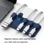 Punch Free Self-Adhesive Desktop Magnetic Data Cable Storage Fixer - Image 5