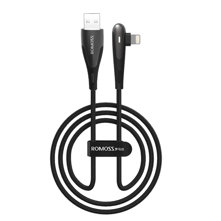 ROMOSS CB12C USB To 8 Pin Elbow With Light 2.4A Fast Charge Data Cable, CB12C