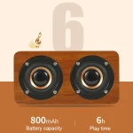 Wooden Retro 3D Stereo Audio Bluetooth Speaker Subwoofer Desktop Audio, K5A(Brown), K5A(Bamboo) - Image 6