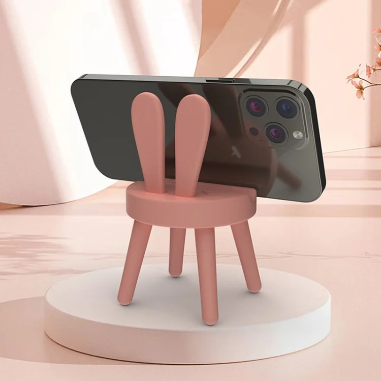 TBD06039598_B5.webp Cartoon Chair Shape Desktop Mobile Phone Holder Cute Mini Universal Phone Rack, Rabbit(Pink), Rabbit(Green), Rabbit(Yellow) - Image 6