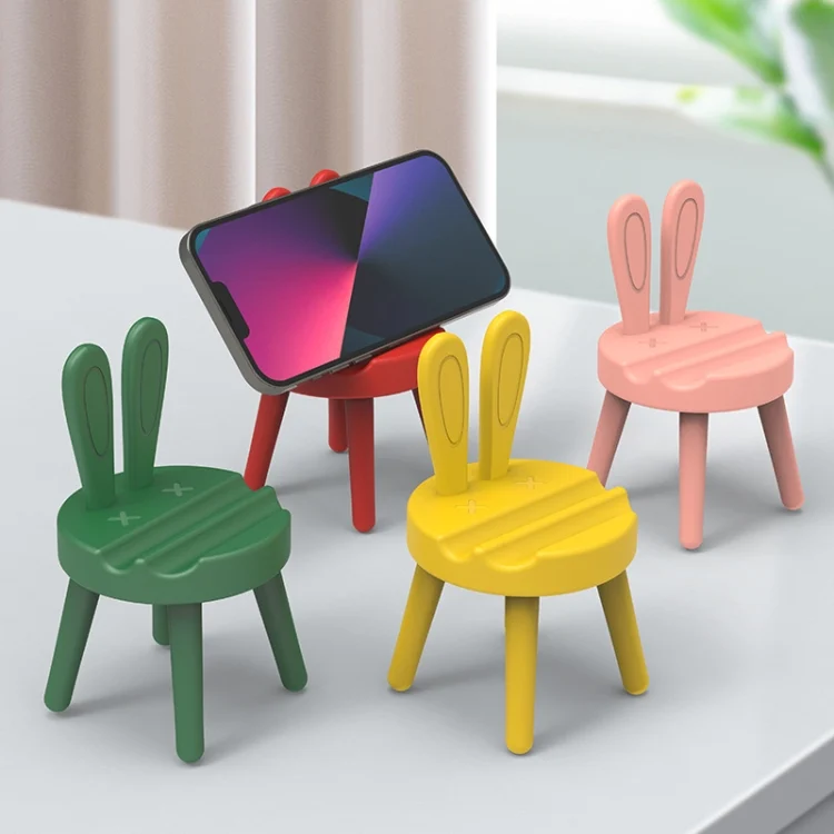 TBD06039598_B6.webp Cartoon Chair Shape Desktop Mobile Phone Holder Cute Mini Universal Phone Rack, Rabbit(Pink), Rabbit(Green), Rabbit(Yellow) - Image 7