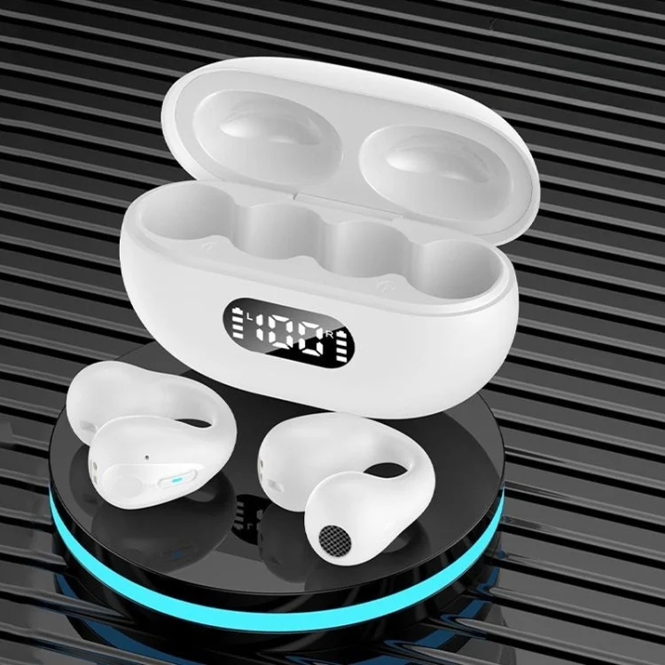LED Digital Display Ear Clip Wireless Noise Reduction Bluetooth Headphone, R15