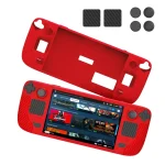JYS JYS-SD011 For Steam Deck 7pcs/set Host Silicone Case With Joystick Cap+Touch Board Sticker Set, Red, Black, Blue