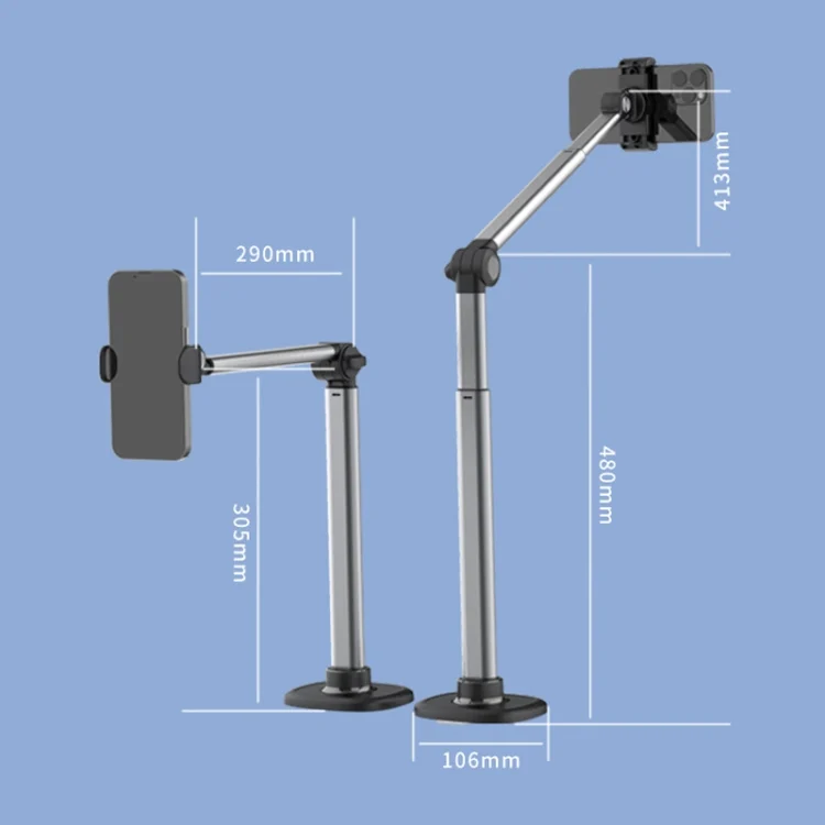 TBD06040383_B2.webp Mobile Live Piercing Bracket Aluminum Alloy 360 Degree Rotation Telescopic Adjustment Bedside Desktop Live Bracket, B90 - Image 3