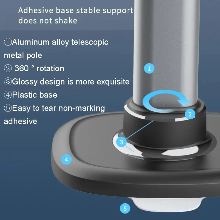 TBD06040383_B7.webp Mobile Live Piercing Bracket Aluminum Alloy 360 Degree Rotation Telescopic Adjustment Bedside Desktop Live Bracket, B90 - Image 8