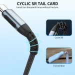 For Type-C Interface Devices AhaStyle Nylon Braided Dual Charging Cable, 60W, 100W - Image 3