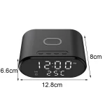 15W LED Mirror Wireless Charger Desktop Multifunctional Mini Clock, Black, White - Image 3